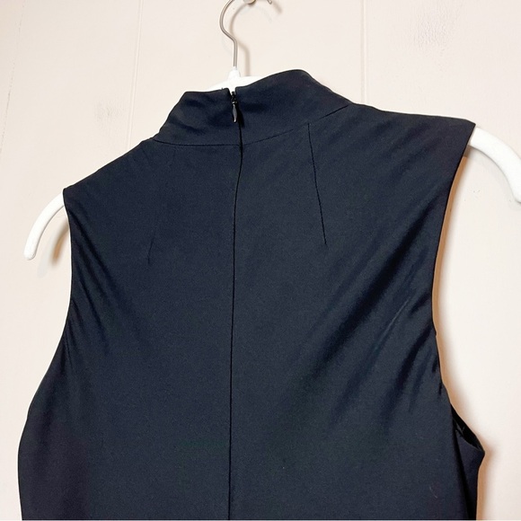 Theory Wool Silk High Low Maxi Dress 4 black white gray high neck flowy neutral - Picture 6 of 13